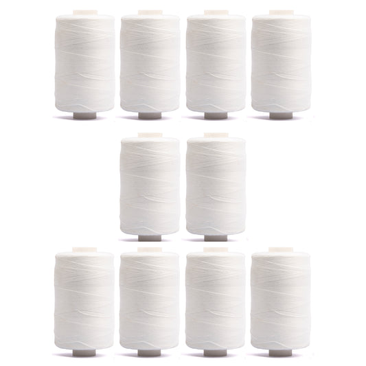Realm White Overlocking Sewing Machine Polyester Thread – 1000 Yard Spool - Box of 10