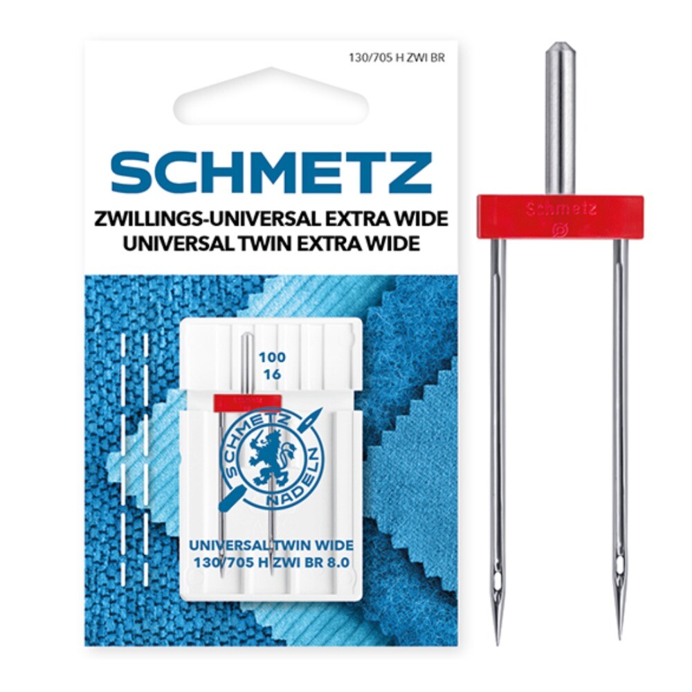 Schmetz Universal Twin Needle 8.0mm Size 100 Machine Needle 1pc Card SCH-719937