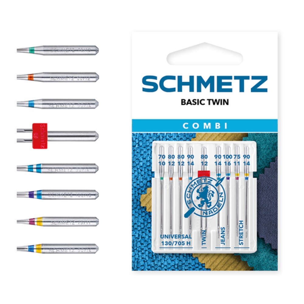 Schmetz Combi Basic Twin Size 70-100 Machine Needles 9 Piece Card SCH-717707
