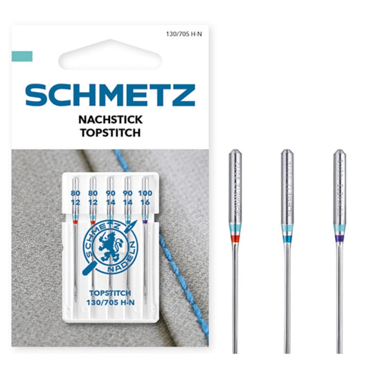 Schmetz Top Stitch Size 80-100 Machine Needles 5 Piece Card SCH-717897