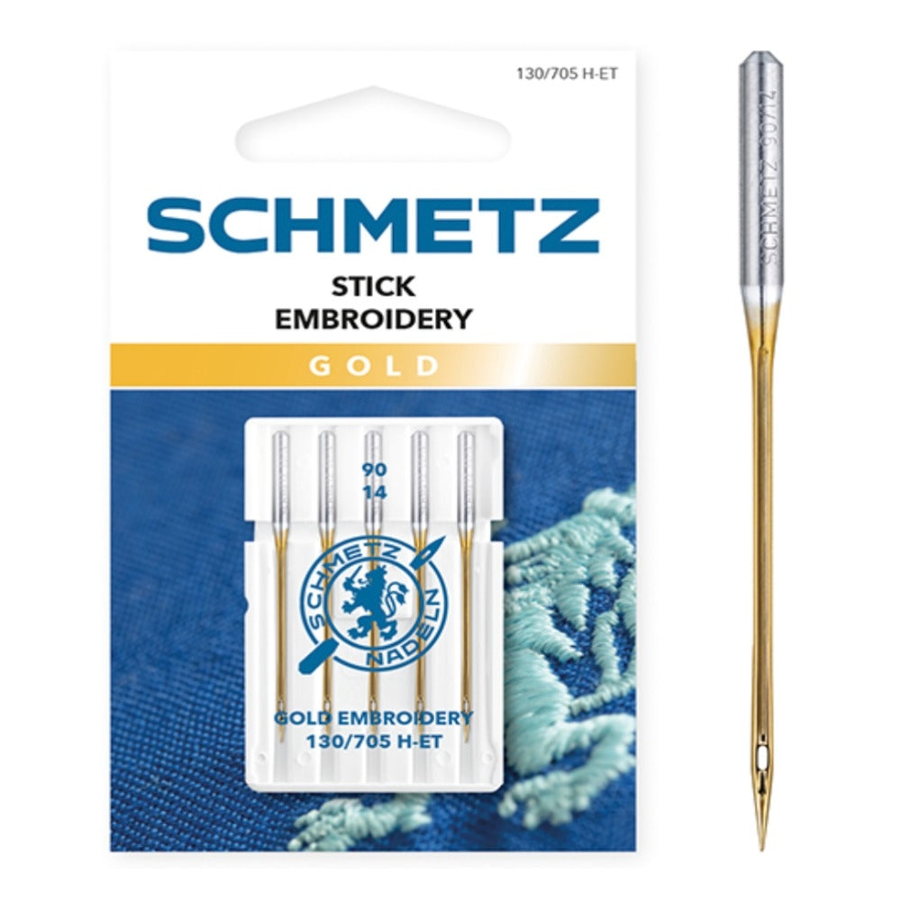 Schmetz Gold Titanium (Embroidery) Size 90 Machine Needles 5 Piece Card SCH-719467