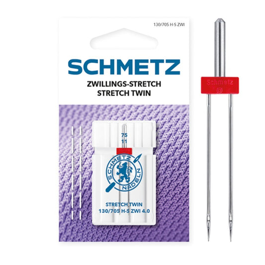 Schmetz Stretch Twin Needle 4.0mm Size 75 Machine Needle 1pcs Card SCH-719747