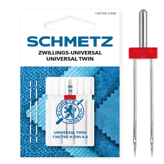Schmetz Universal Twin Needle 4.0mm Size 80 Machine Needle 1pcs Card SCH-719867