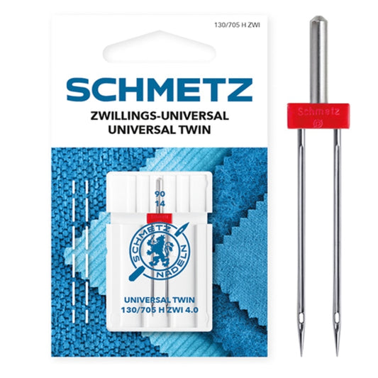 Schmetz Universal Twin Needle 4.0mm Size 90 Machine Needle 1 Piece Card SCH-719877